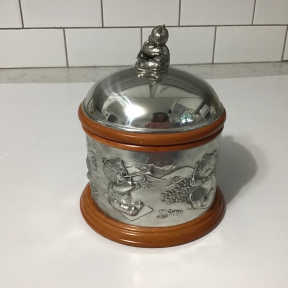 VTG Royal Selangor Pewter Wood Teddy Bear Music Box - Picture 4 of 7